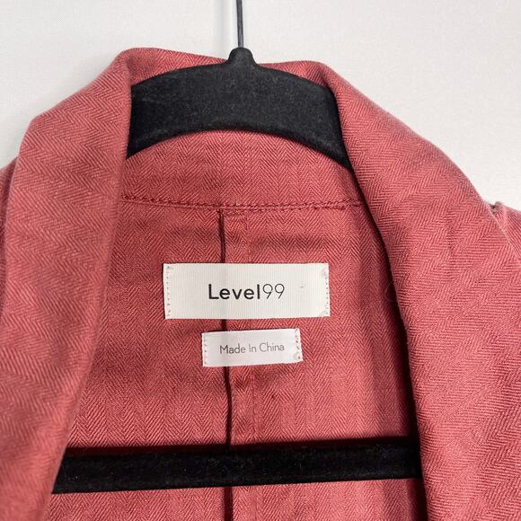 Level 99 S Rose Pink Rachel Stretch Linen Blazer 3/4 Cuffed Sleeves Open Front - Picture 6 of 10